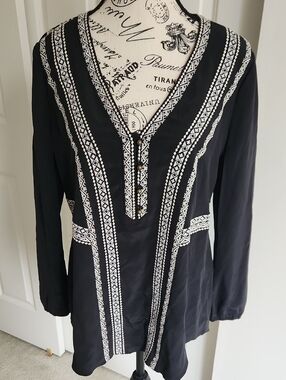 Veronica Beard Black 100% Silk Tunic Top SZ 8